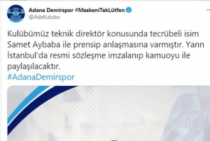 Adana Demirspor Samet Aybaba ile prensip anlamasna vard