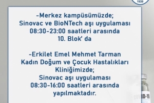 Kayseri Devlet Hastanesi'nde de Sinovac ve BioNTech alar yaplmaya 