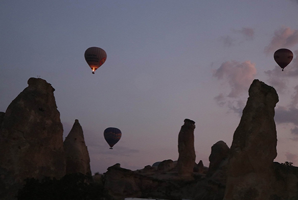 Kapadokyada balonlar kartpostallk grntler oluturdu