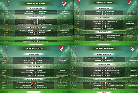 TFF 1. Lig'de 29, 30, 31 ve 32. hafta programlar belli oldu