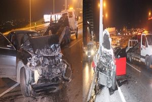 Karayolunda trafik kazas: 1'i polis 3 kii yaral