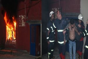 Alkoll ahs nce evini yakt   teslim olmamak iin ieriden kmad