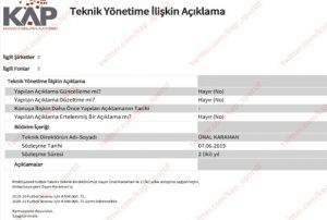 Trabzonspor, nal Karaman' KAP'a bildirdi