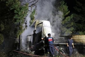 Lastiinin patlamas sonucu ormanlk alana uan tr yanarak kl oldu