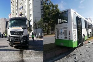 Kayseri'de beton mikseri, halk otobs ile arpt: 14 yaral