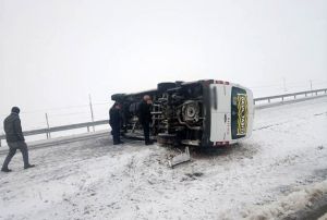 Kayseri'de renci servisi yan yatt