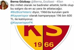 Kayserispor'dan Milli Dayanma Kampanyas'na 196 bin 600 TL destek