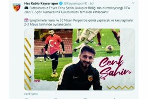 Enver Cenk ahin FIFA 2020 E-Spor Turnuvasna katlacak