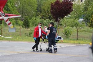 Parma kopan adamn imdadna hava ambulans yetiti