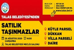 Talas Belediyesi'nden satlk tanmazlar