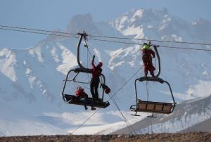 Erciyes'te teleferik tatbikat
