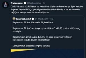 Trabzonspordan Bakan Koa gemi olsun mesaj
