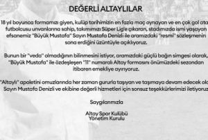 Altay'dan Mustafa Denizli'ye teekkr