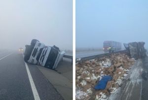 Toz şeker ykl tır refje girerek devrildi