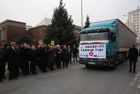 Kayseri’den Halep ve Musul’a 12 TIR yardım malzemesi gönderildi