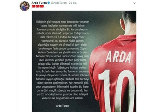 Arda Turan, A Milli Takm'a geri dnd