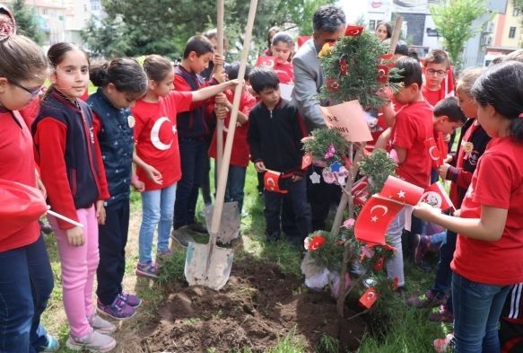  lkokul rencileri ehitlie fidan dikti 