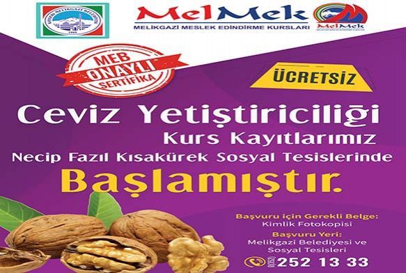 Melikgazi Belediyesi 'Ceviz Yetitiricilii' kursu at
