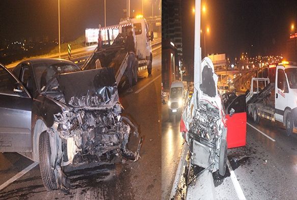 Karayolunda trafik kazası: 1'i polis 3 kişi yaralı