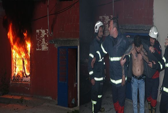 Alkollü şahıs önce evini yaktı teslim olmamak için içeriden çıkmadı