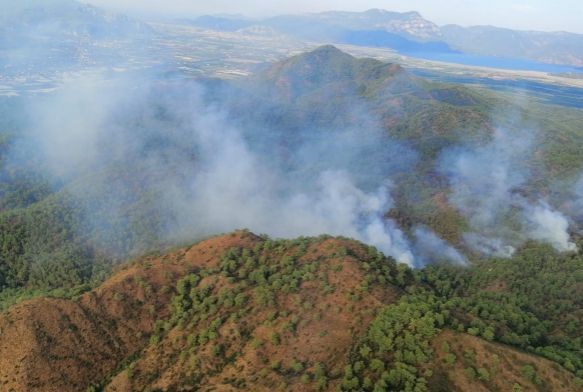 Ortaca’daki yangına havadan müdahale devam ediyor