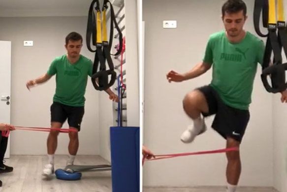 Sivassporlu futbolcular evinde idman yapyor