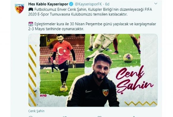 Enver Cenk ahin FIFA 2020 E-Spor Turnuvasna katlacak