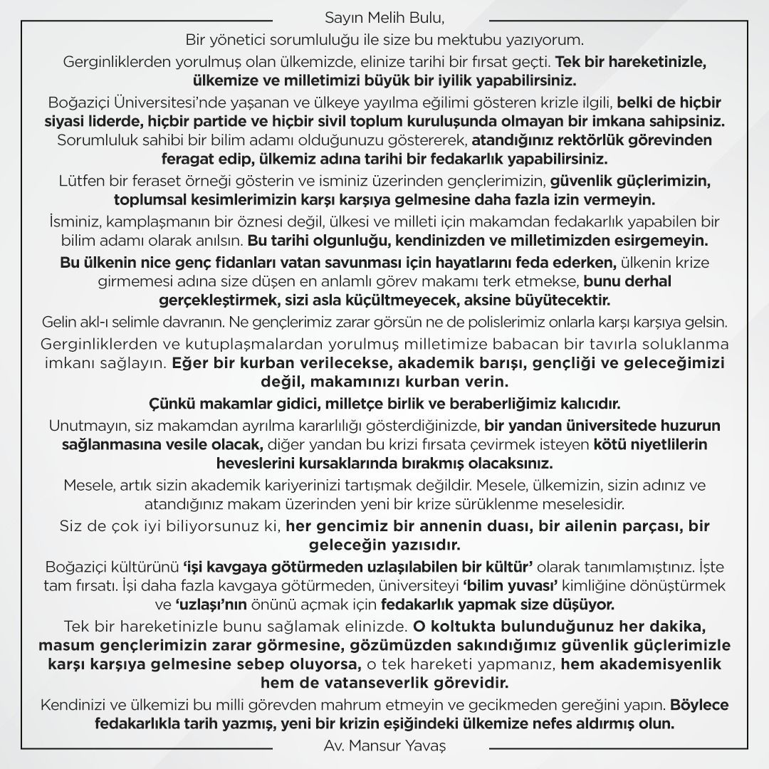 Mansur Yavatan Melih Buluya mektup