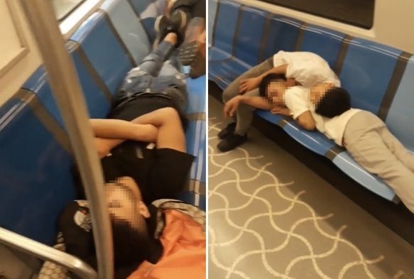 Marmaray’da koltuklara uzanıp uyudular