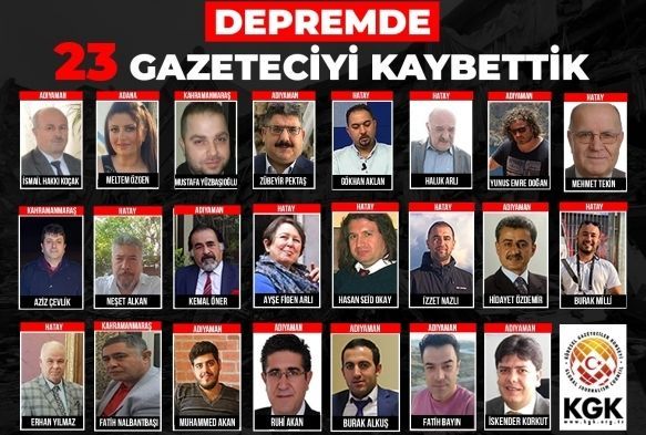 Depremde kaybettiğimiz gazeteci sayısı 23’e yükseldi