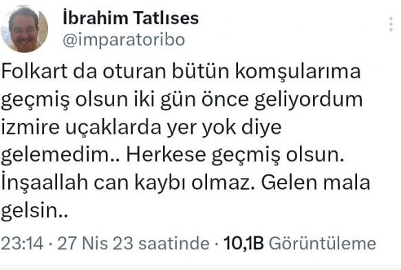 zmir'de brahim Tatlses'in de oturduu site yand