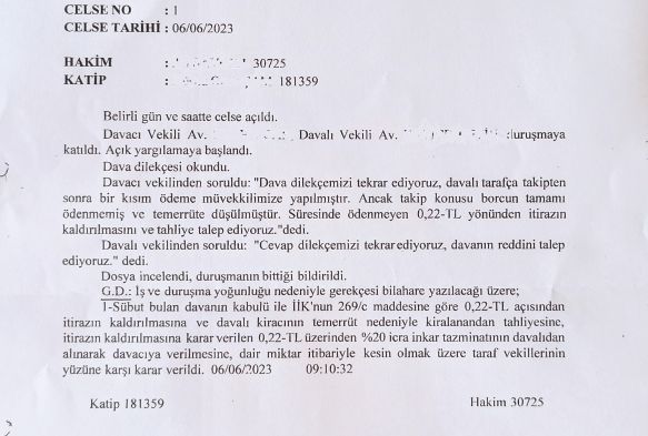Kiracya 22 kuru iin icra oku