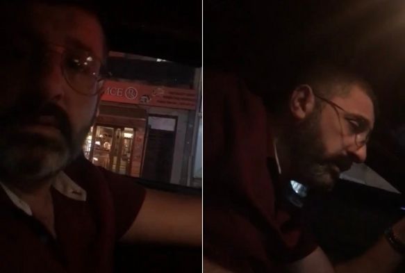Müşterisine saldıran taksici kamerada