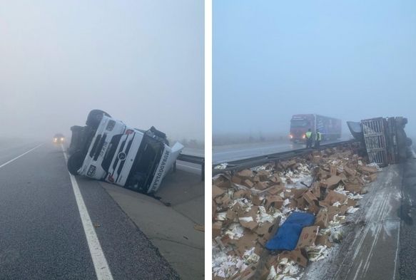 Toz şeker ykl tır refje girerek devrildi