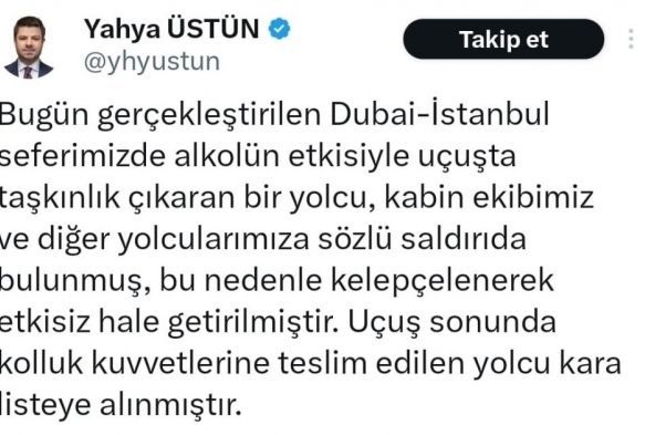 Alkoll yolcu, uakta olay ıkardı