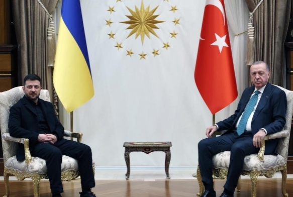 Cumhurbakan Erdoan,  Zelenskiy ile bir araya geldi