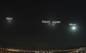 Ay, Jüpiter, Satürn ve Mars'ın muhteşem görüntüsü